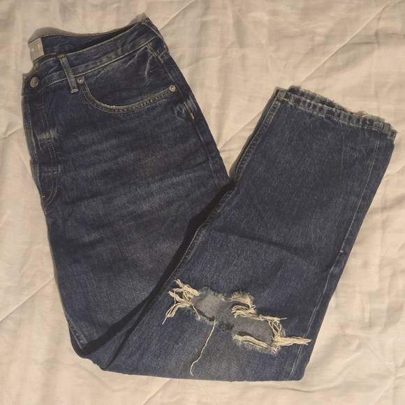 Everlane Denim - Everlane The Cheeky Jean | Blue Distressed Jeans